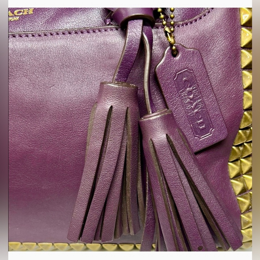 Coach Purple Studded Satchel  Bag - Picture 10 of 13